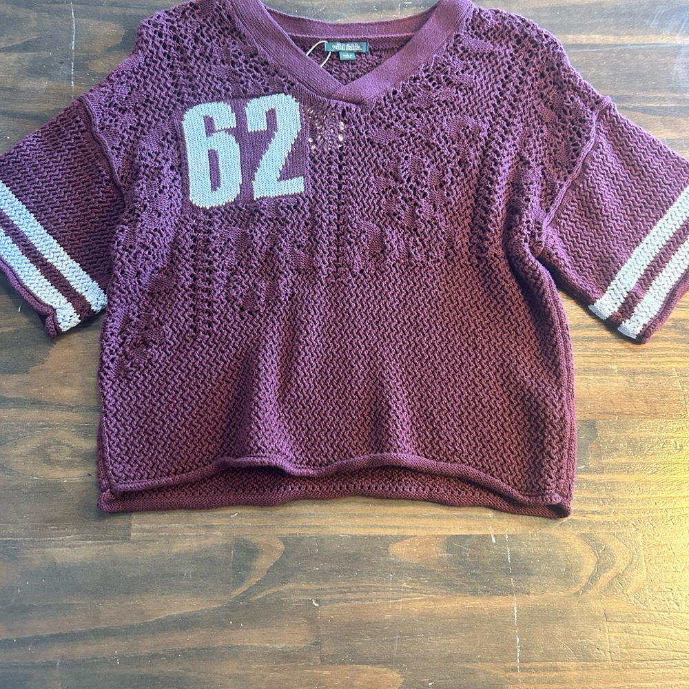 Wild Fable Maroon Football Knit Jersey Sweater